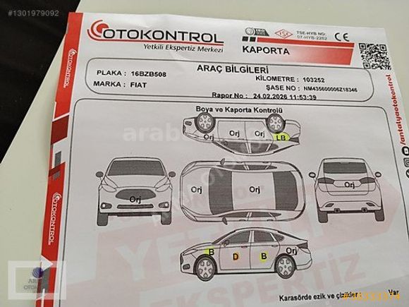 2023 MODEL EGEA EASY PLUS DİZEL 103 BİNDE ORJİNAL SERVİS BAKIMLI