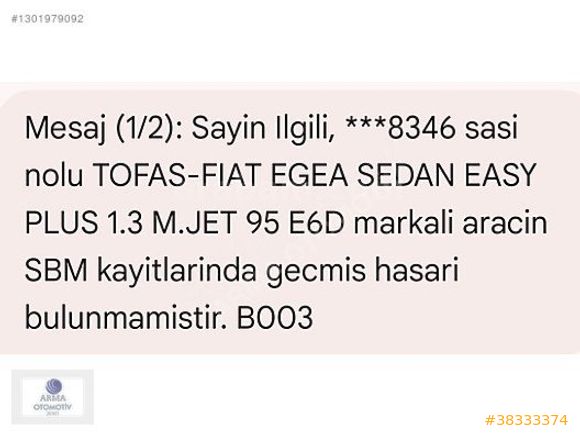 2023 MODEL EGEA EASY PLUS DİZEL 103 BİNDE ORJİNAL SERVİS BAKIMLI