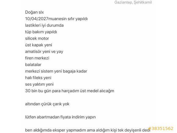 Sahibinden Tofaş Doğan SLX 1993 Model 