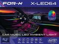 FOR-X X-LED64P APP KONTROL SES DUYARL 64 RENK ARAÇ İÇ AMBİYANS