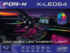 FOR-X X-LED64P APP KONTROL SES DUYARL 64 RENK ARAÇ İÇ AMBİYANS