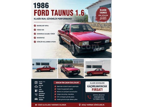 Sahibinden Ford Taunus 1.6 S 1986 Model 