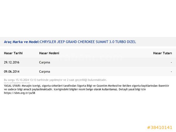 ENCAR'DAN JEEP GRAND CHEROKEE 3.0 CRD SUMMIT HASAR KAYITSIZ