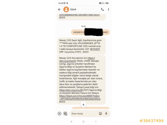 Sahibinden  Tek değişenli jetta