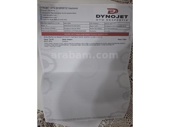 Sahibinden Peugeot Partner 1.6 HDI Premium Zenith 2013 Model İzmir