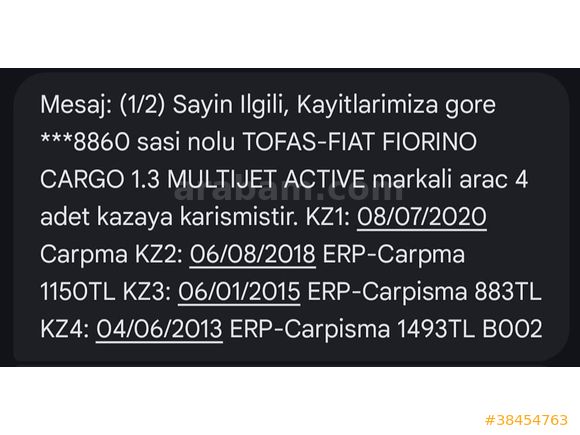 4 Koltuklu Ruhsata İşli  (Muayene Yeni) Fiorino 1.3 Multijet 2011 Model