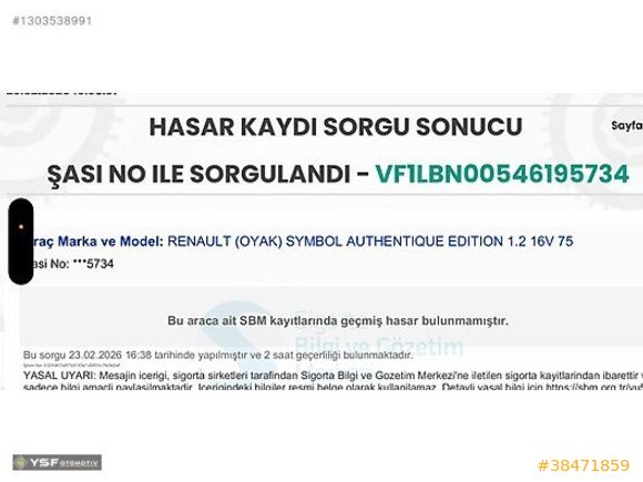 RENAULT SYMBOL EXSPROSİON 1.2 16 VALF BENZİN TÜP