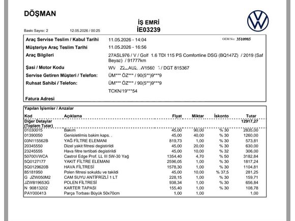 Hatasız servis bakımlı düşük km