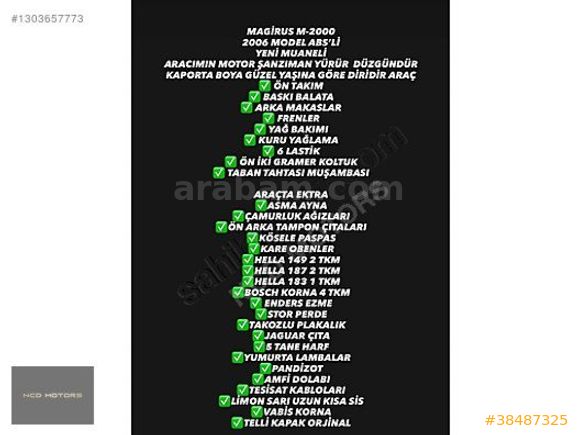 NCD MOTORS TEMİZ BAKIMLI YAPILI HAZIR MAGİRUS