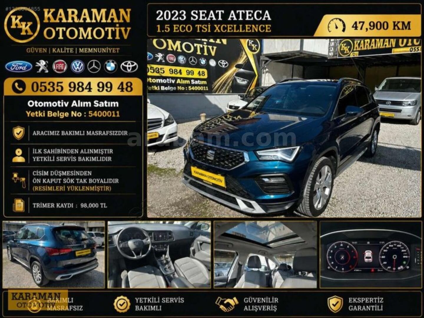 Galeriden Seat Ateca 1.5 EcoTSI Xperience 2023 Model Sakarya 47.900 km Füme 1