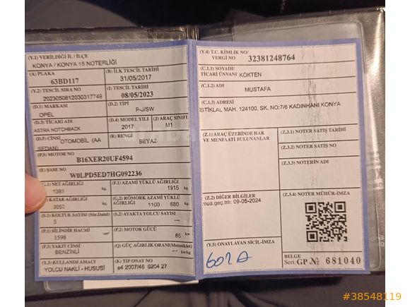 Sahibinden Opel Astra 1.6 Edition Plas 2017 Model  86.000 km Beyaz