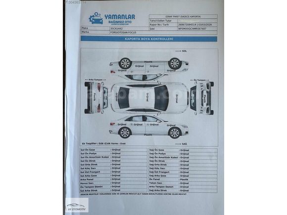 HATASIZ BOYASIZ TRAMERSİZ FORD FOCUS 1.5 ECOBLUE TİTANİUM STİLL