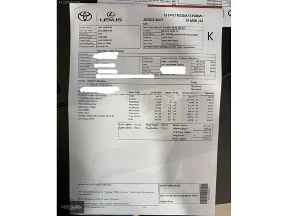 2021 TOYOTA COROLLA 1.5 DREAM 43 BIN KM DE