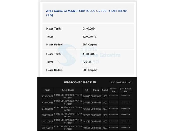 2007 FORD FOCUS 1.6 TDCİ 110 HP DEĞİŞENSİZ HATASIZ