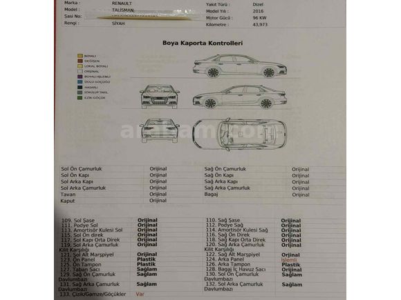 Sahibinden Renault Talisman 1.6 dCi Touch 2016 Model Kocaeli