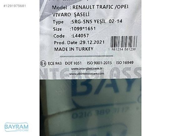 RENAULT TRAFİK ÖN CAM 02-14