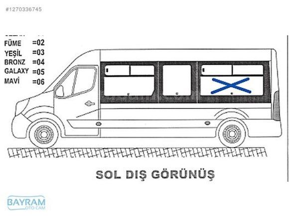 RENAULT MASTER CAN CAN SOL 3.DOLMUŞ YAN CAM