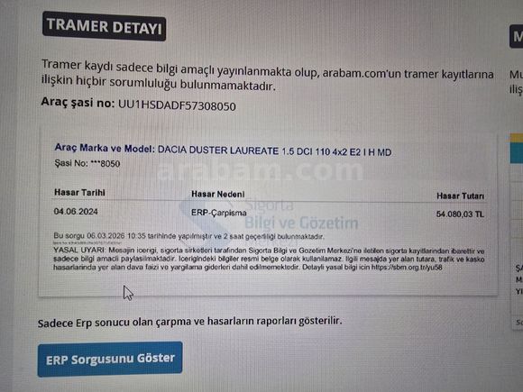 2017 DACİA DUSTER 1.5 DCİ LAURETTE 110 4x2 61,000 KM