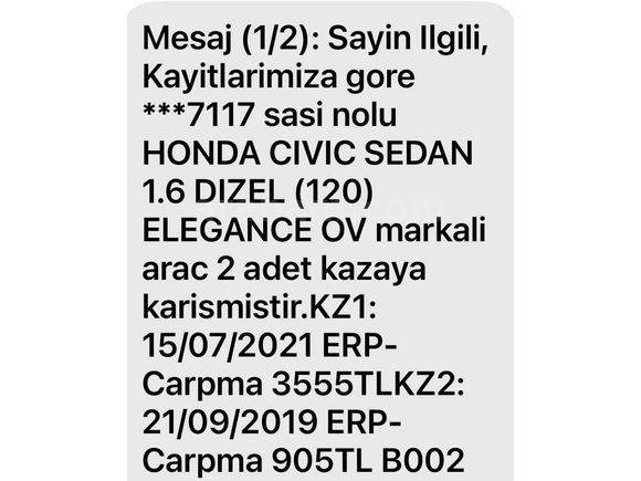 Sahibinden Honda Civic 1.6i DTEC Elegance 2019 Model 