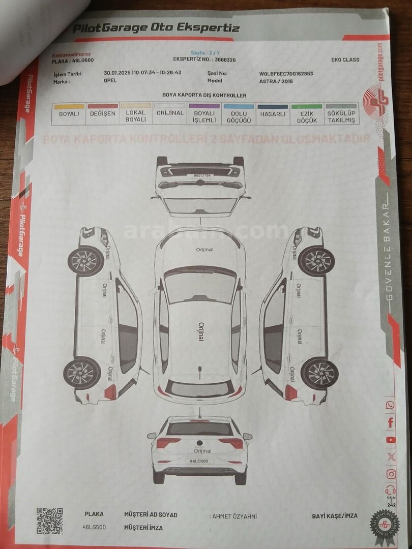 Sahibinden Hatasız, Tramersiz Opel Astra 1.4 T Dynamic 2016 Model Kayseri. 7