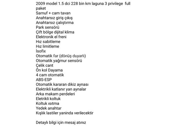 Sahibinden Renault Laguna 1.5 dCi Privilege 2009 Model