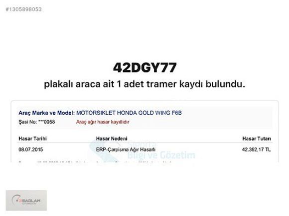 Galeriden Honda Goldwing F6B 2014 Model Konya 60.000 km Siyah