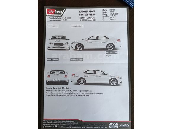 Acil Honda Civic 1.6i DTEC Elegance 2018 Model, 2019 çıkışlı