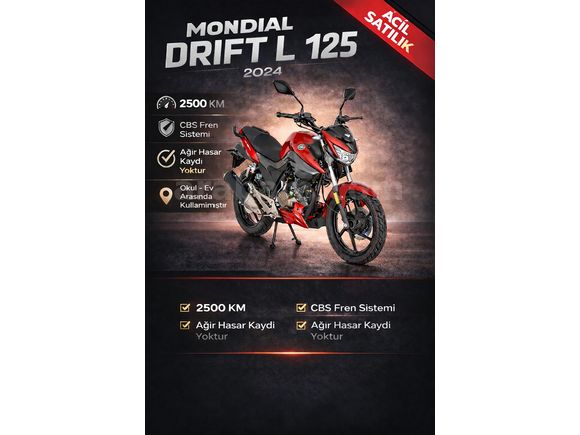 Sahibinden Mondial 125 Drift L CBS 