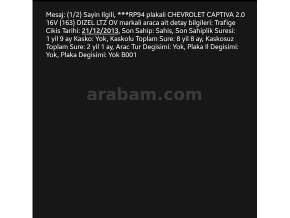 Memurdan Captiva 2.0 D LTZ 2013 Model 4x2