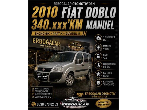 ERBOĞALAR OTOMOTİV Doblo 1.3 Multijet Safeline 2010 Model Kars