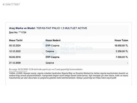 2007 FIAT PALİO 1.3 MULTİJET KLİMALI BAKIMLI