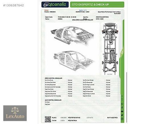 "LexAUTO" 2025 HONDA CİVİC ECO ELEGANCE PLUS FAB.LPG SEDEF BEYAZ
