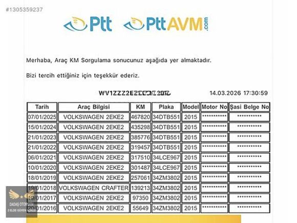 DADAŞ'DAN 2015 CRAFTER SERVİS 472 KM 15+1 MİNİBÜS AKSESUARLI %20