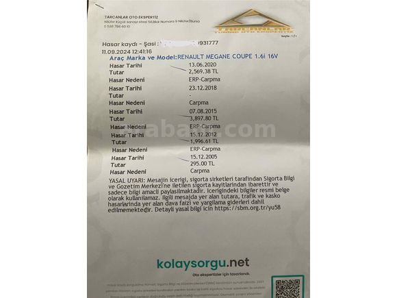 Sahibinden Renault Megane 1.6 Coupe Expression 2000 Model  345.000 km Sarı