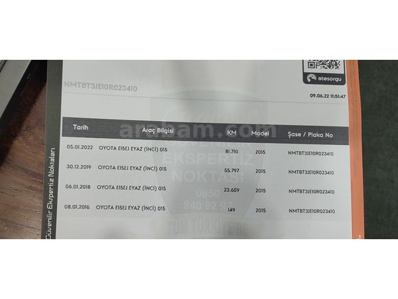 SAHİBİNDEN, BOYASIZ, DEĞİŞENSİZ, 2015, 1.33 COROLLA