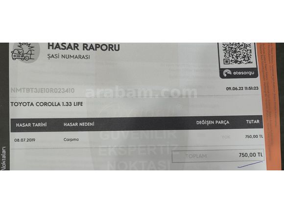 SAHİBİNDEN, BOYASIZ, DEĞİŞENSİZ, 2015, 1.33 COROLLA