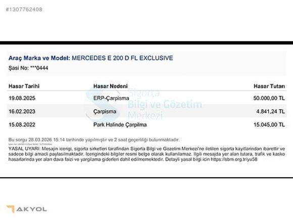 AKYOL"2022 MERCEDES E200d EXCLUSIVE 160HP COMMAND CM TVN BOYASIZ