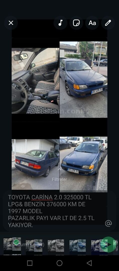 Sahibinden Toyota Carina 2.0 1997 Model İzmir 376.000 km Lacivert 5