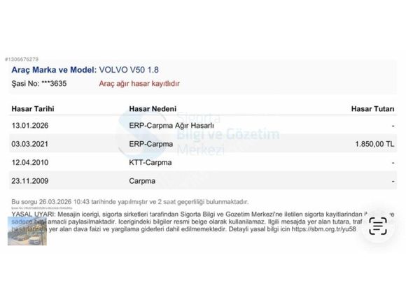 ÇALIŞIR YÜRÜR DURUMDA VOLVO V50