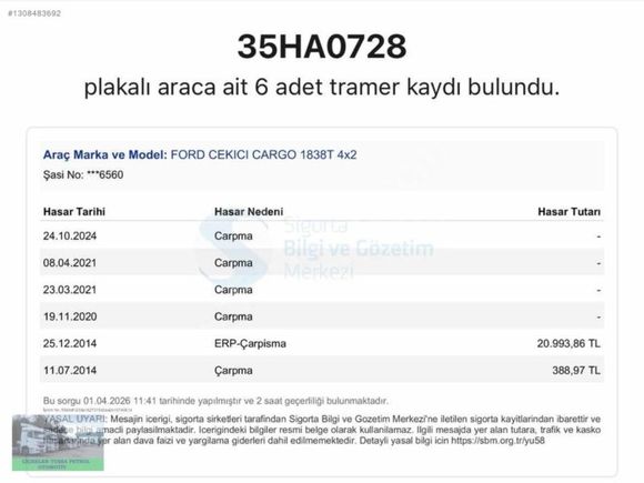 ÇİÇEKLER OTOMOTİV VAN - 2013 MODEL FORD CARGO 1838T ÇEKİCİ