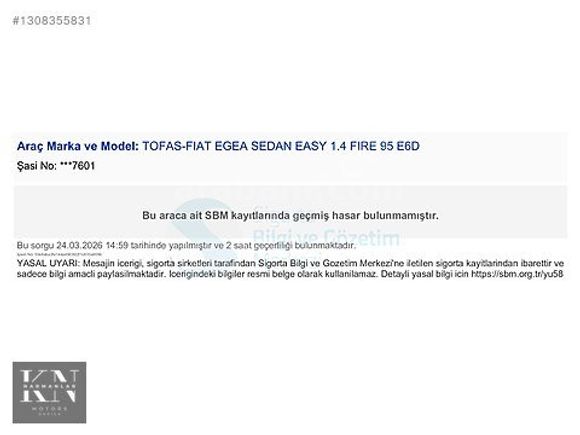 2021 MAKYAJLI/TRAMERSİZ FİAT EGEA 1.4 FİRE EASY 63.500KM