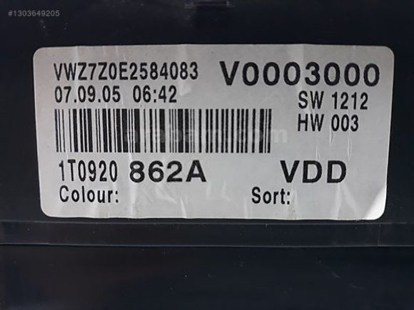 CADDY 2005 - 2010 GÖSTERGE PANELİ 1T0920862A
