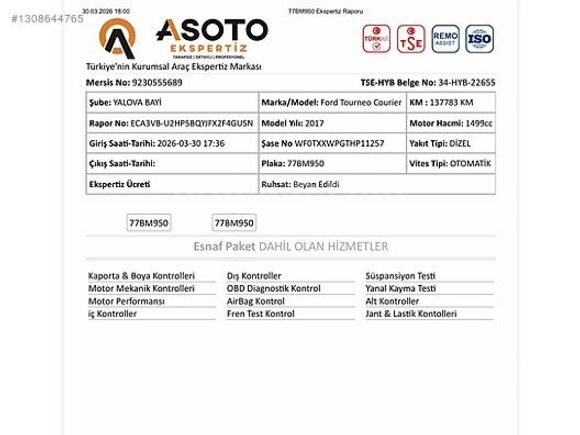 Galeriden Ford Tourneo Connect 1.5 TDCI Titanium 2017 Model Yalova