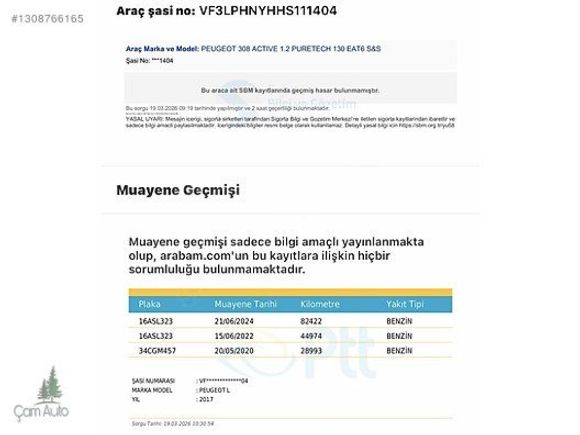 2017 DEĞİŞENSİZ TRAMERSİZ 1.2 PureTech Active 130 HP 117 bin KM
