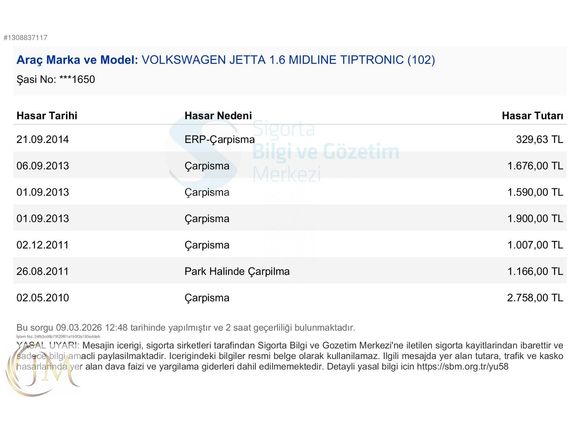 2007 MODEL TAM OTOMATİK BAKIMLI JETTA 1.6 MİDLİNE