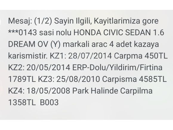 Sahibinden Honda Civic 1.6i VTEC Dream 2006 Model