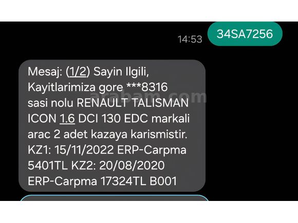 Sahibinden Renault Talisman 1.6 dCi Icon 2016 Model İzmir 160.300 km Kahverengi