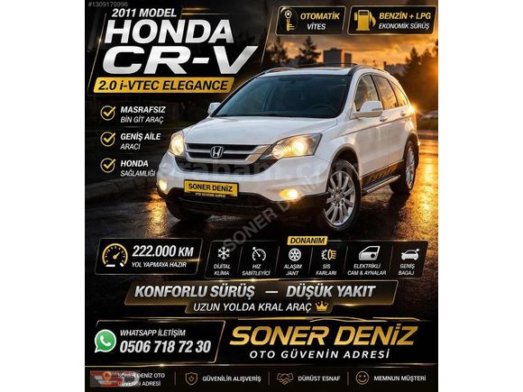 2011 HONDA CR-V 2.0 i-VTEC ELEGANCE OTOMATİK VİTES BENZİN + LPG