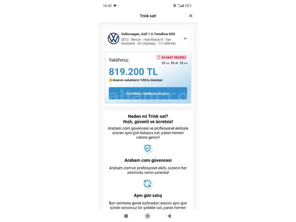 Sahibinden Volkswagen Golf 1.6 Trendline 2012 Model