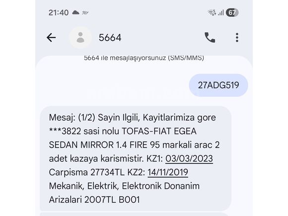 Düşük kilometre full servis bakımlı Sahibinden Fiat Egea mirror